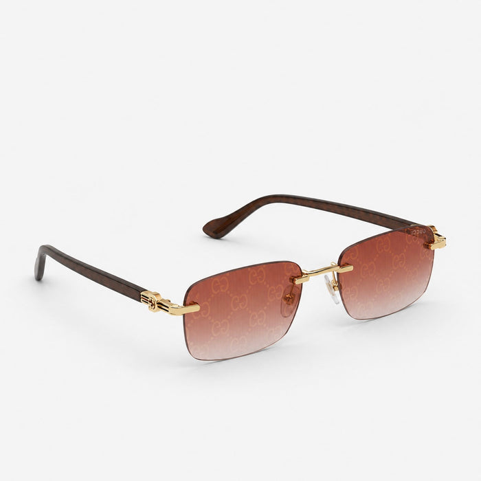 Lunettes de soleil rectangulaires - Métal/Brun
